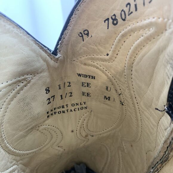 Los Altos Exotic Stingray Men's Size 8.5EE Black Leather Western Cowboy Boots - Picture 8 of 10